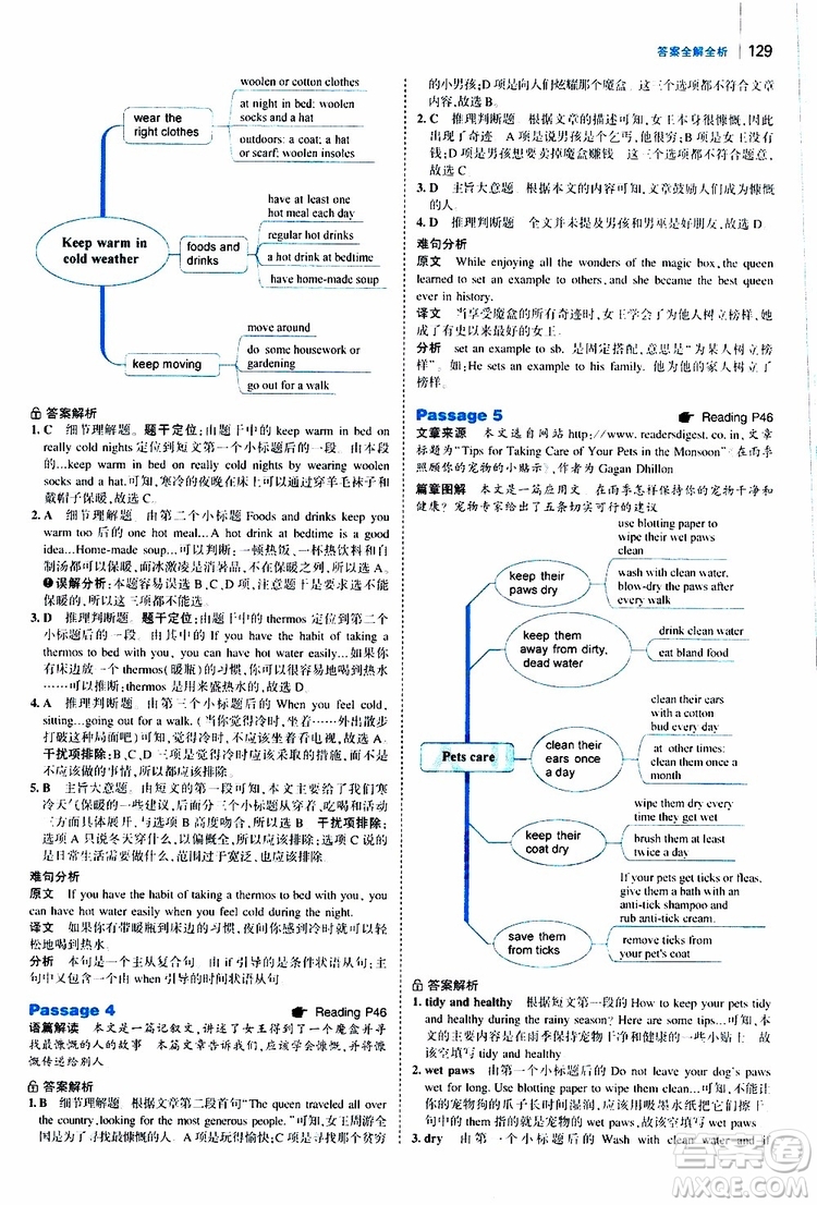 曲一線2020版53英語(yǔ)九年級(jí)加中考英語(yǔ)閱讀理解通用版參考答案