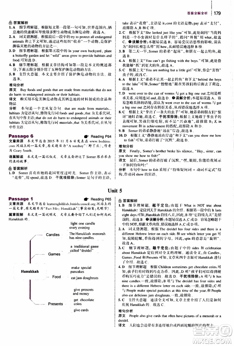 曲一線2020版53英語中考英語完形填空與閱讀理解150+50篇通用版參考答案