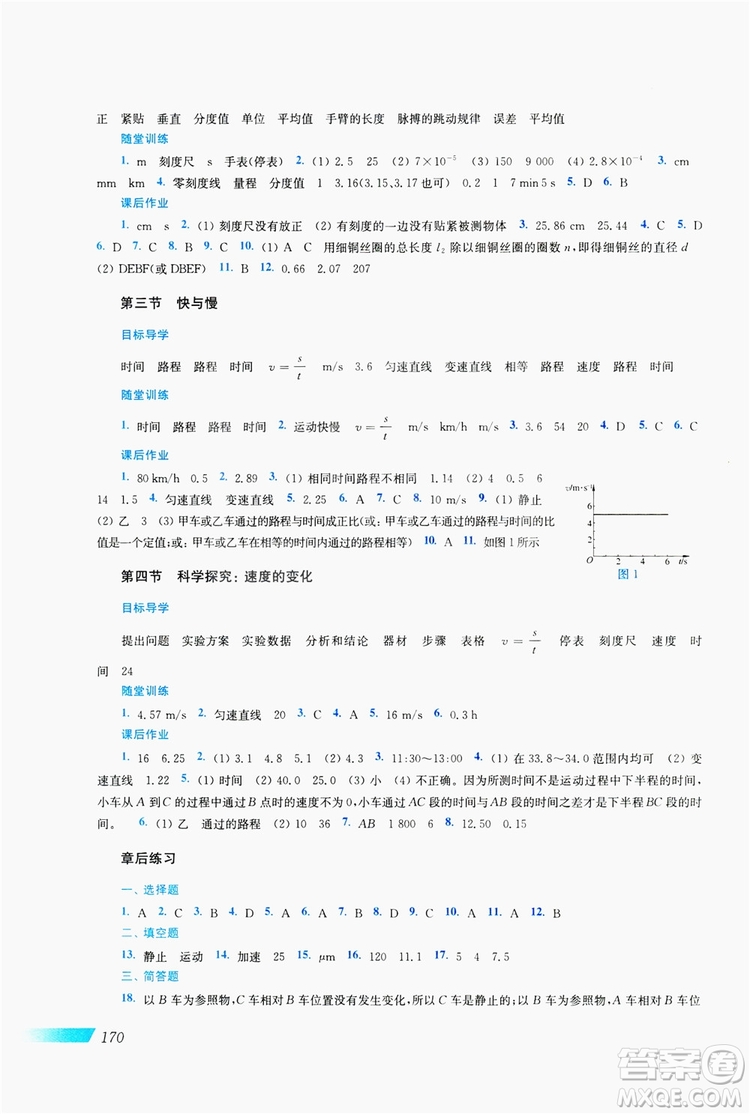 上?？茖W(xué)技術(shù)出版社2019新課程初中物理同步訓(xùn)練八年級全一冊答案