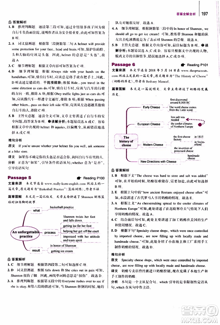 曲一線2020版53英語中考英語完形填空與閱讀理解150+50篇通用版參考答案