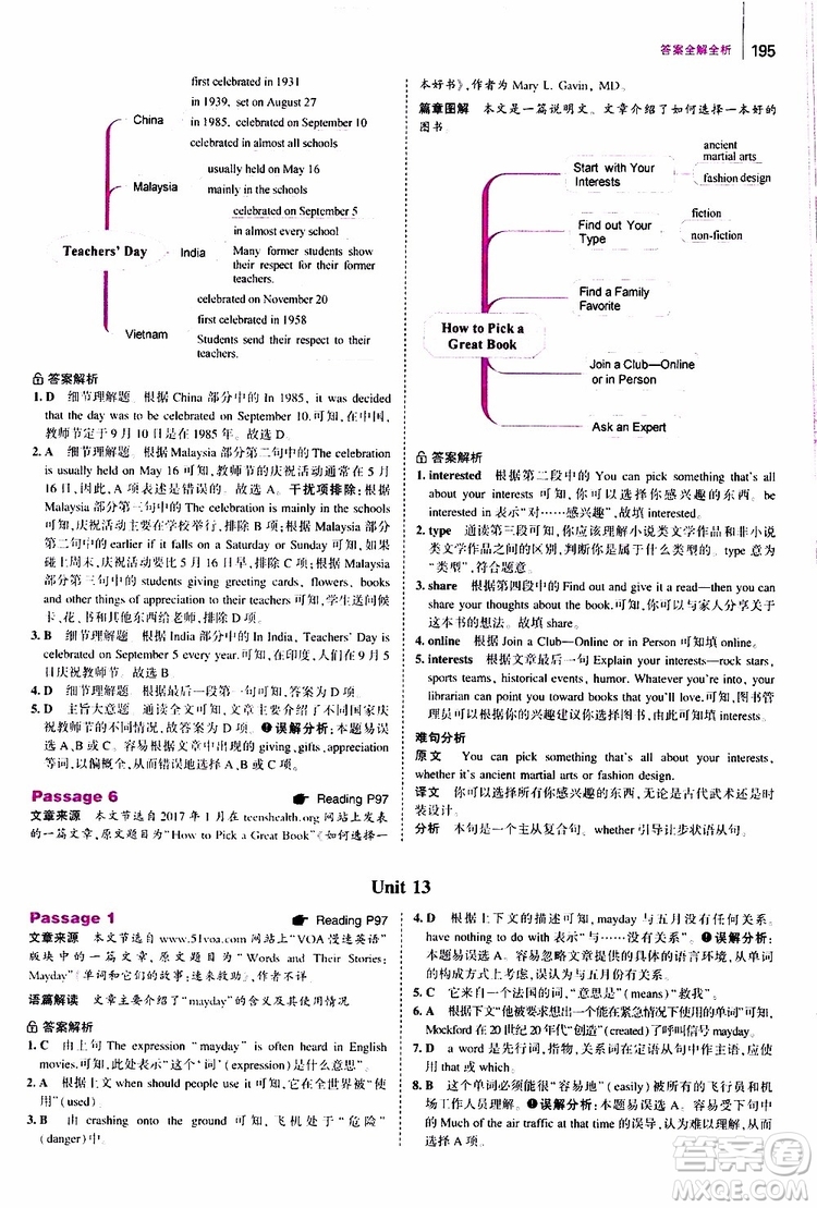 曲一線2020版53英語中考英語完形填空與閱讀理解150+50篇通用版參考答案