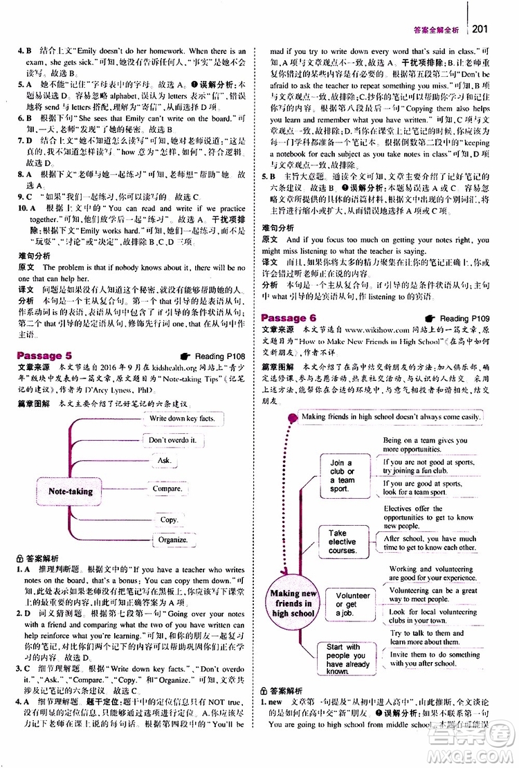 曲一線2020版53英語中考英語完形填空與閱讀理解150+50篇通用版參考答案