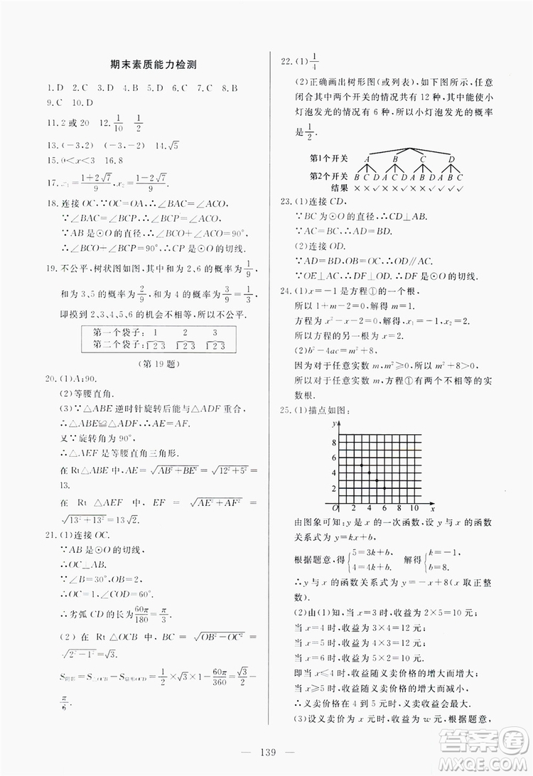 南方出版社2019新課程同步訓(xùn)練9年級數(shù)學(xué)上冊人教版答案