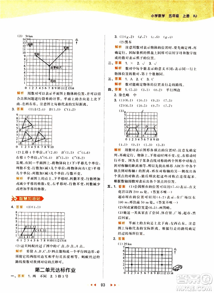 2019秋小兒郎53天天練五年級(jí)數(shù)學(xué)上冊(cè)RJ人教版參考答案