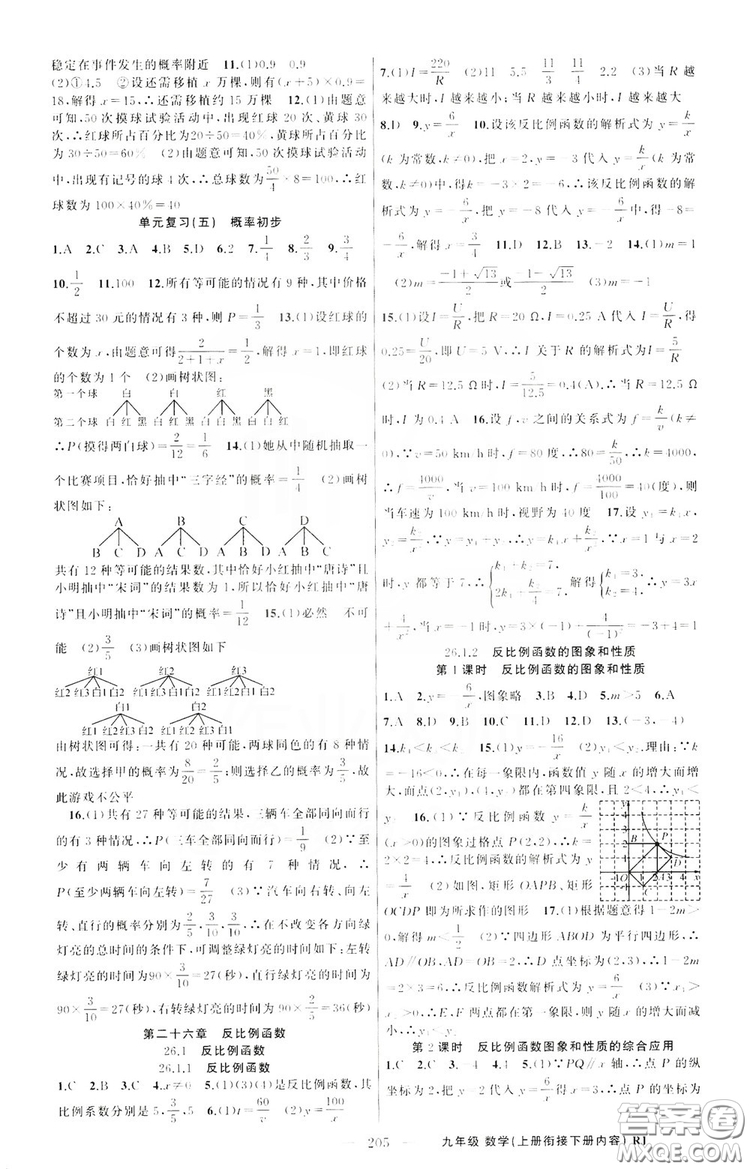 云南美術(shù)出版社2019學(xué)生課程精巧訓(xùn)練9年級(jí)數(shù)學(xué)上冊(cè)人教版答案