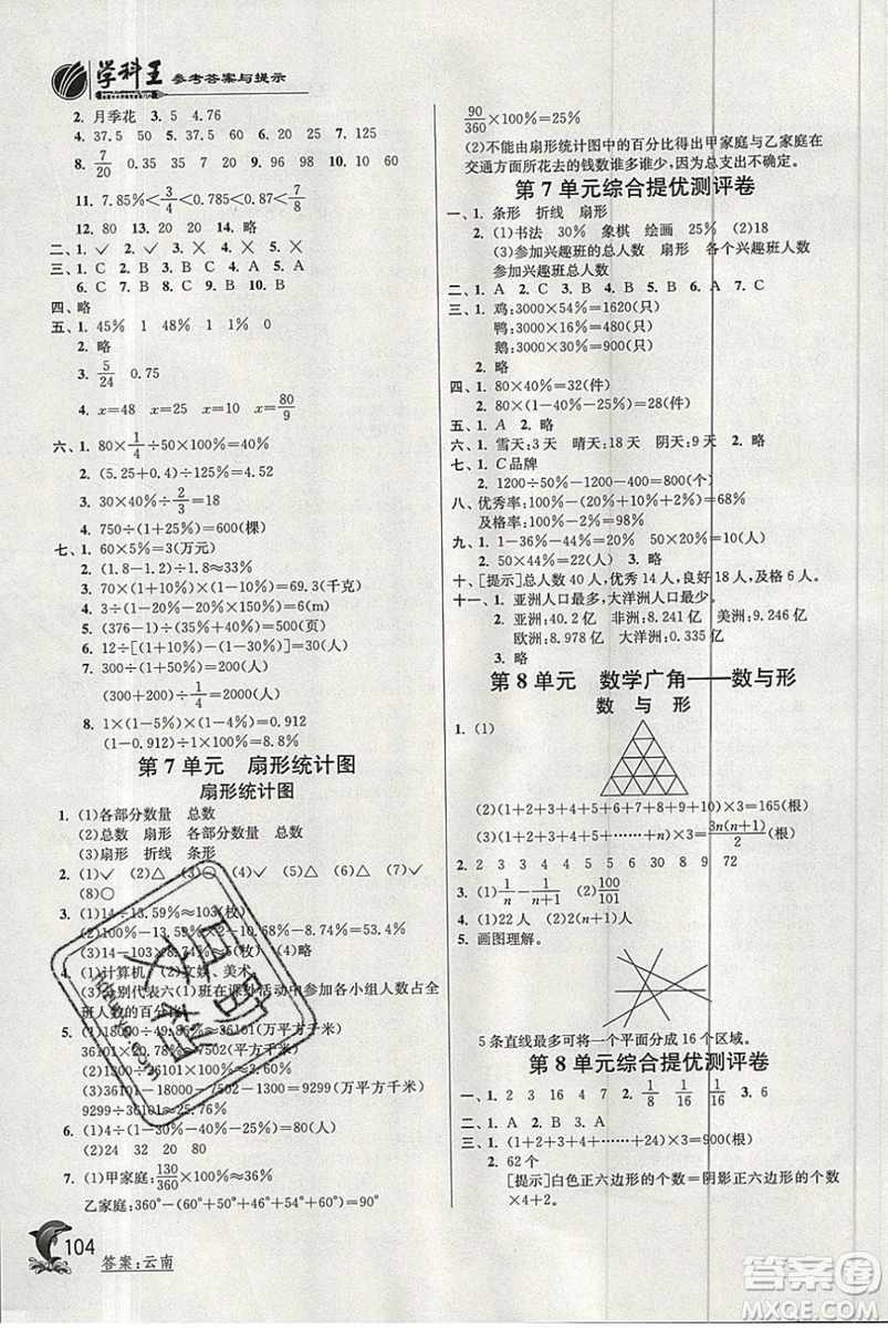 江蘇人民出版社春雨教育2019秋實(shí)驗(yàn)班提優(yōu)訓(xùn)練六年級(jí)數(shù)學(xué)上冊BMJY人教版參考答案