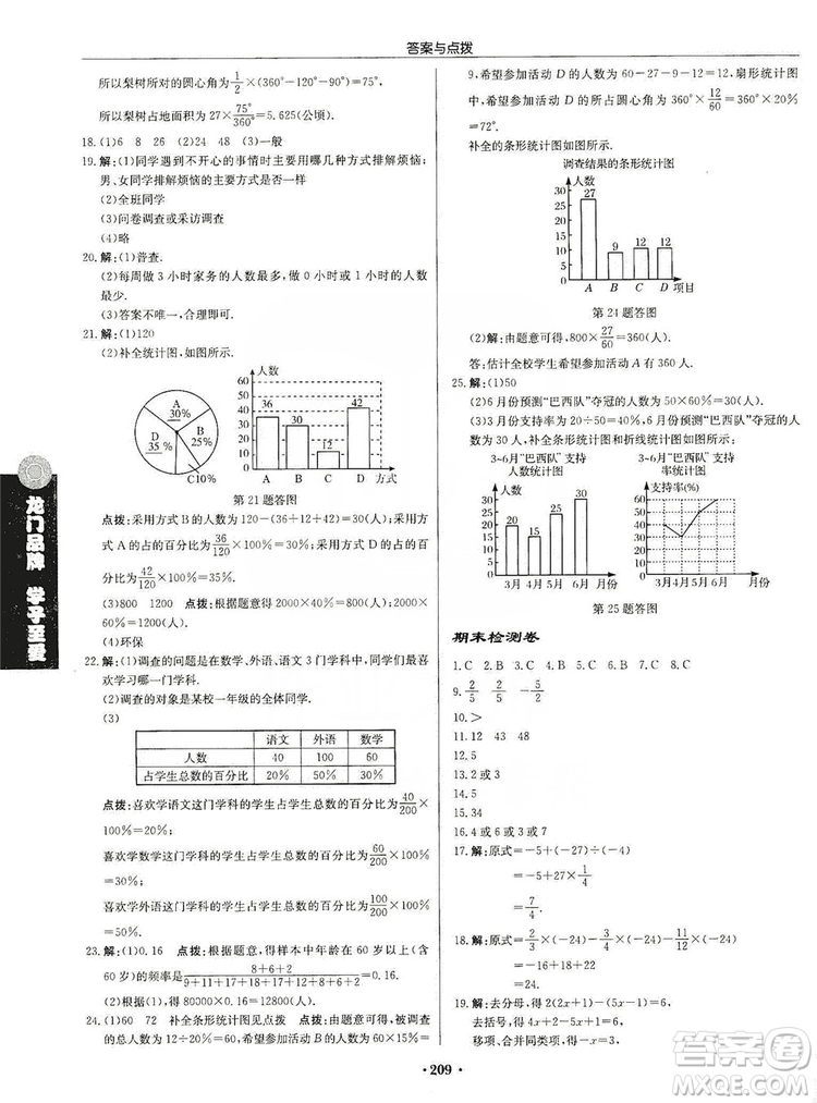 龍門書局2019啟東中學(xué)作業(yè)本七年級(jí)數(shù)學(xué)上冊(cè)人教版答案