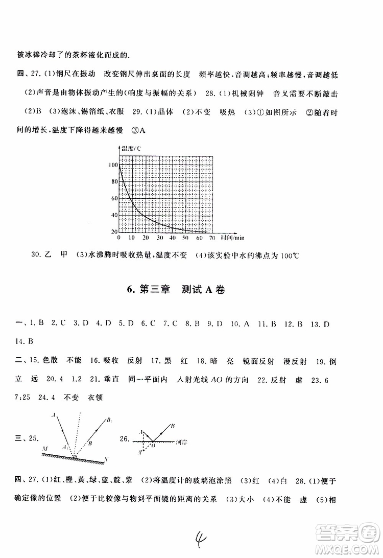 2019秋啟東黃岡大試卷八年級(jí)上冊(cè)物理江蘇科技教材適用答案