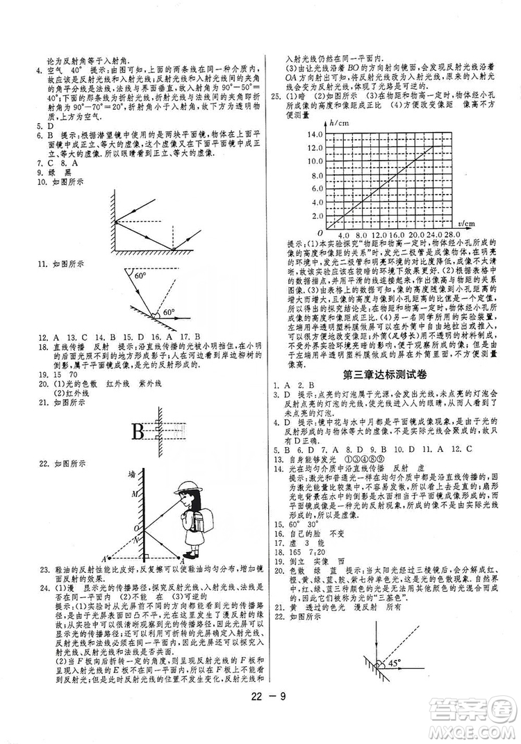 春雨教育2020升級(jí)版1課3練單元達(dá)標(biāo)測(cè)試八年級(jí)物理上冊(cè)蘇科版JSKJ答案