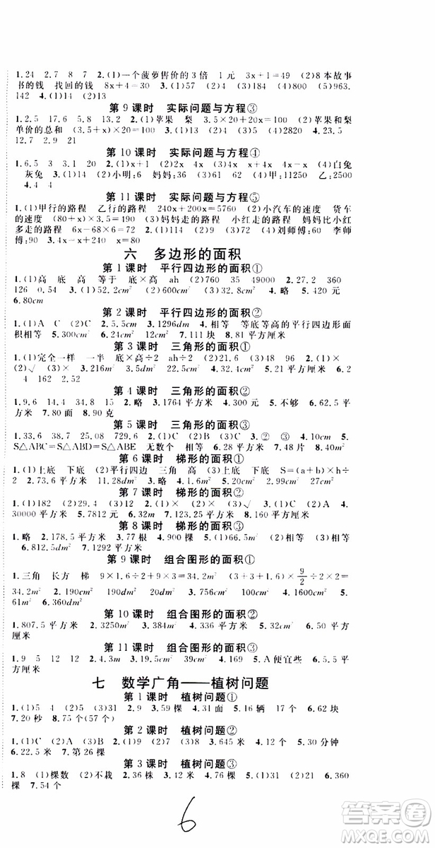 2019年學(xué)生課程精巧訓(xùn)練原創(chuàng)新課堂學(xué)練測數(shù)學(xué)五年級上冊RJ人教版參考答案