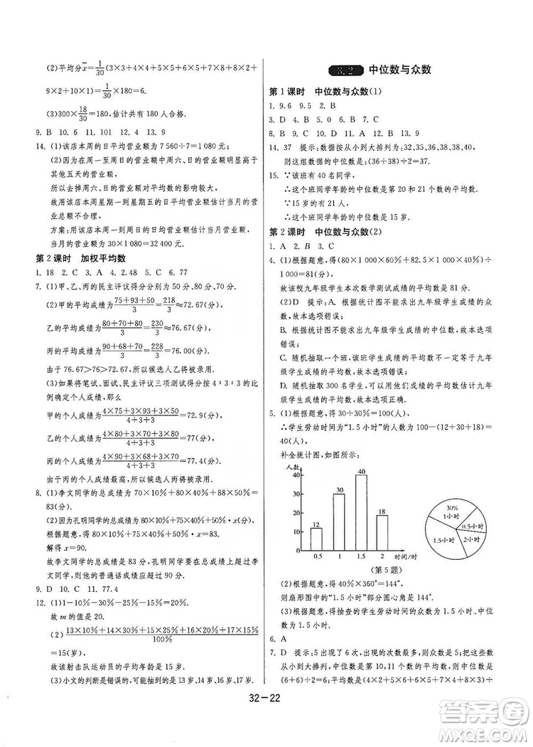 春雨教育2020升級版1課3練單元達(dá)標(biāo)測試九年級數(shù)學(xué)江蘇版JSJY答案