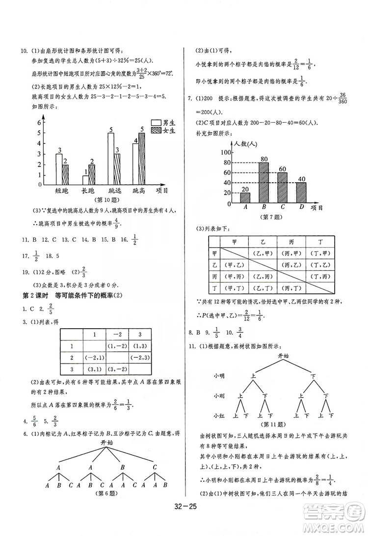 春雨教育2020升級版1課3練單元達(dá)標(biāo)測試九年級數(shù)學(xué)江蘇版JSJY答案