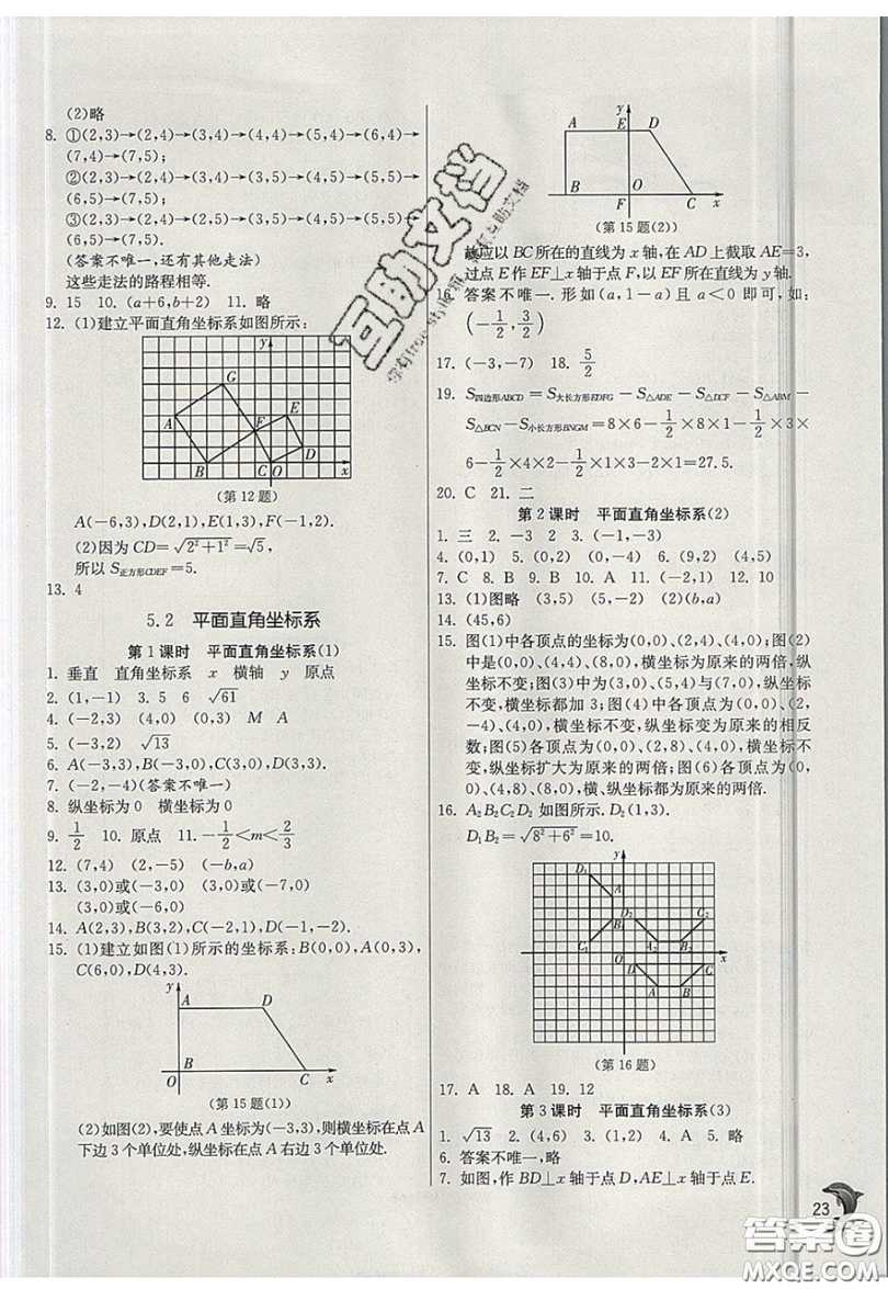 江蘇人民出版社春雨教育2019秋實(shí)驗(yàn)班提優(yōu)訓(xùn)練八年級數(shù)學(xué)上冊JSKJ蘇科版參考答案