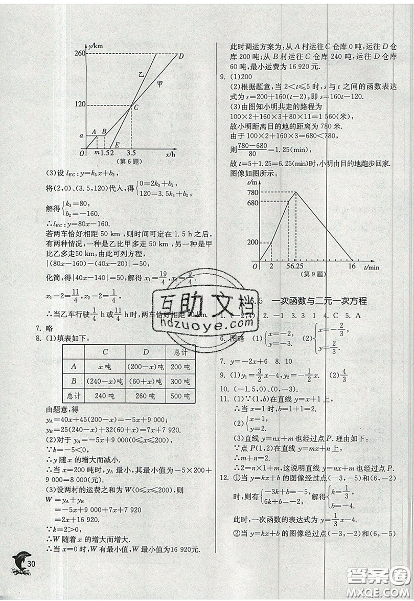 江蘇人民出版社春雨教育2019秋實(shí)驗(yàn)班提優(yōu)訓(xùn)練八年級數(shù)學(xué)上冊JSKJ蘇科版參考答案