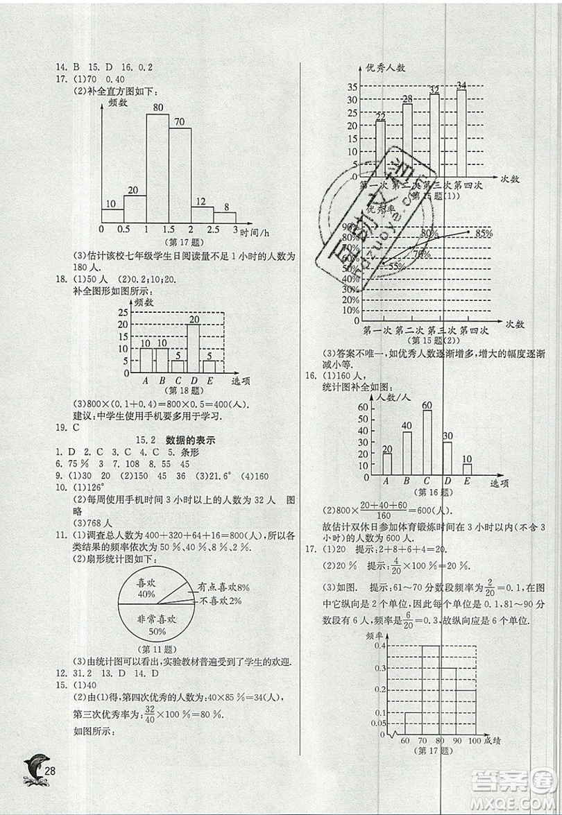 江蘇人民出版社春雨教育2019秋實驗班提優(yōu)訓練八年級數(shù)學上冊HSD華師大版參考答案