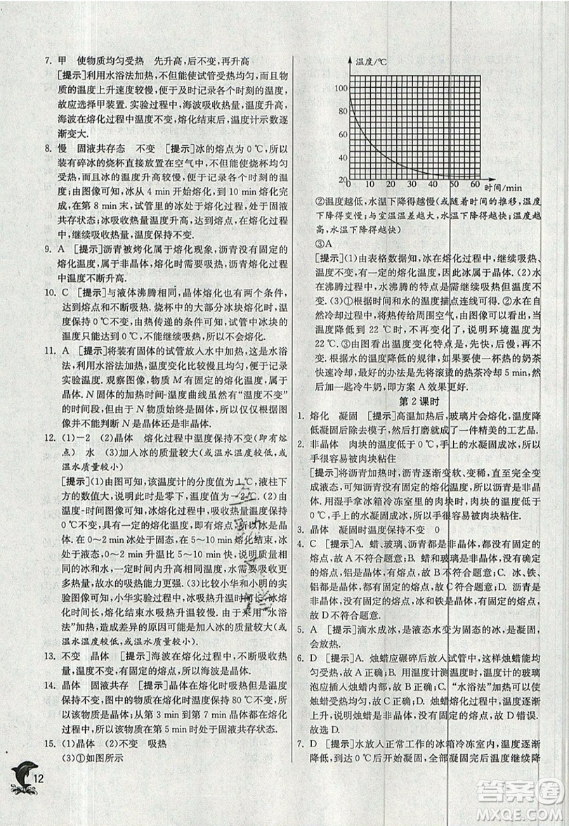 江蘇人民出版社春雨教育2019秋實驗班提優(yōu)訓練八年級物理上冊JSKJ蘇教版參考答案