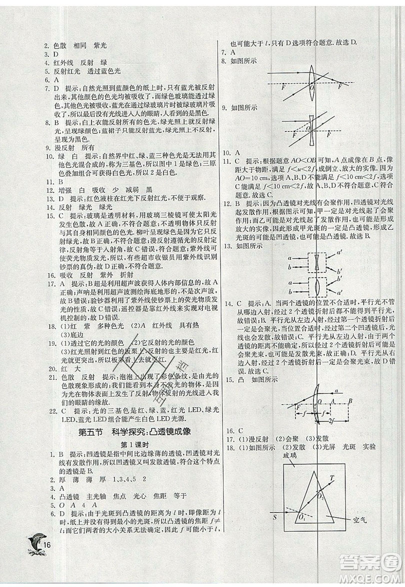 江蘇人民出版社春雨教育2019秋實(shí)驗(yàn)班提優(yōu)訓(xùn)練八年級(jí)物理上冊(cè)SHKJ滬科版參考答案