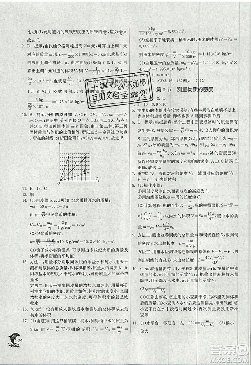 江蘇人民出版社春雨教育2019秋實驗班提優(yōu)訓練八年級物理上冊RMJY人教版參考答案