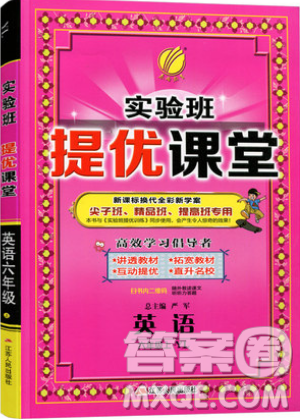 春雨教育2019秋實(shí)驗(yàn)班提優(yōu)課堂英語六年級(jí)上冊YL譯林版參考答案