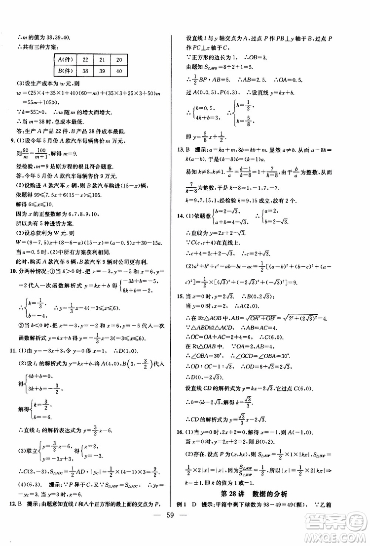 2019年新課標(biāo)八年級數(shù)學(xué)培優(yōu)競賽超級課堂第八版參考答案