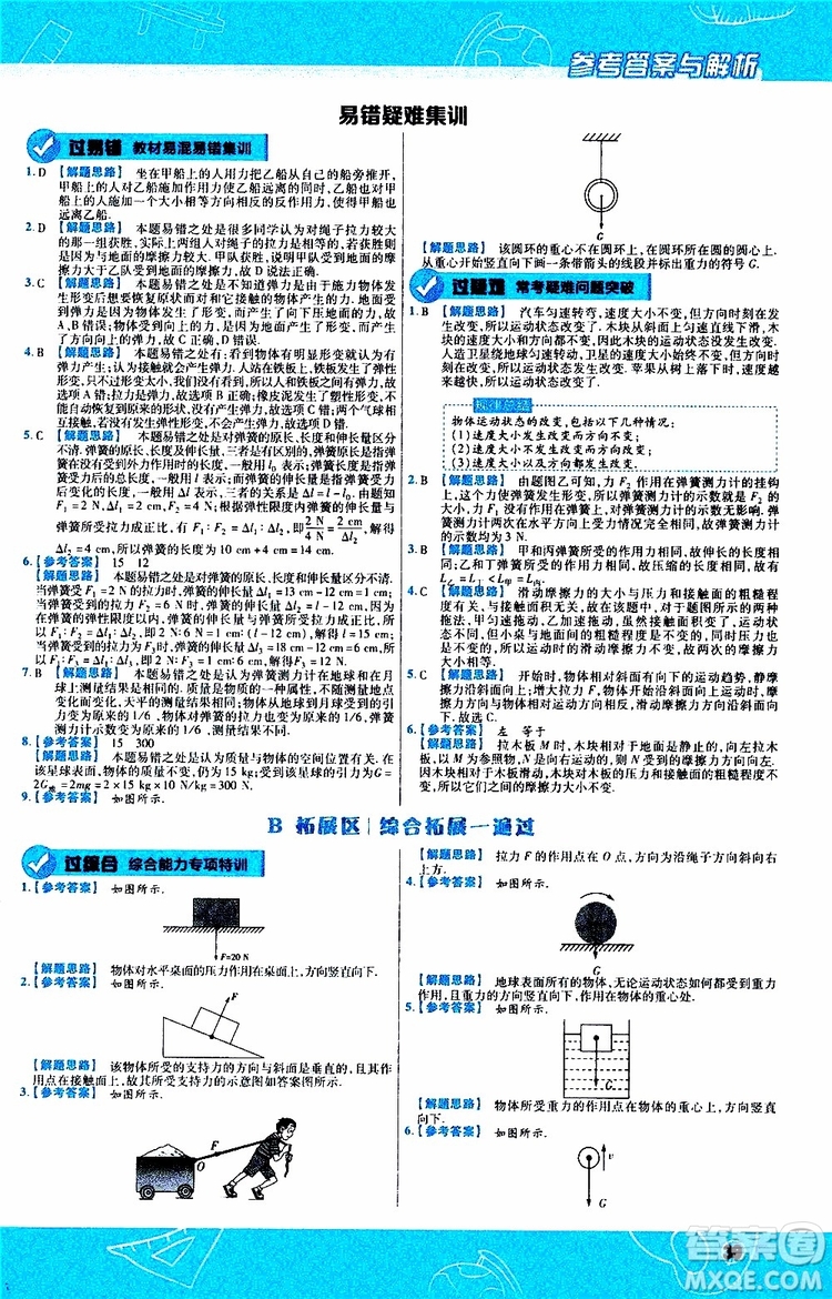 2020版一遍過八年級上冊物理HK滬科版參考答案