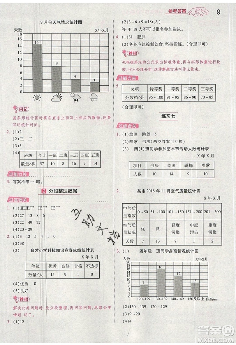 南京師范大學(xué)出版社天星教育2019一遍過小學(xué)數(shù)學(xué)四年級上冊蘇教SJ版參考答案