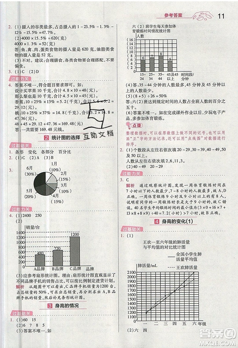 南京師范大學(xué)出版社天星教育2019一遍過小學(xué)數(shù)學(xué)六年級上冊BSD北師大版參考答案