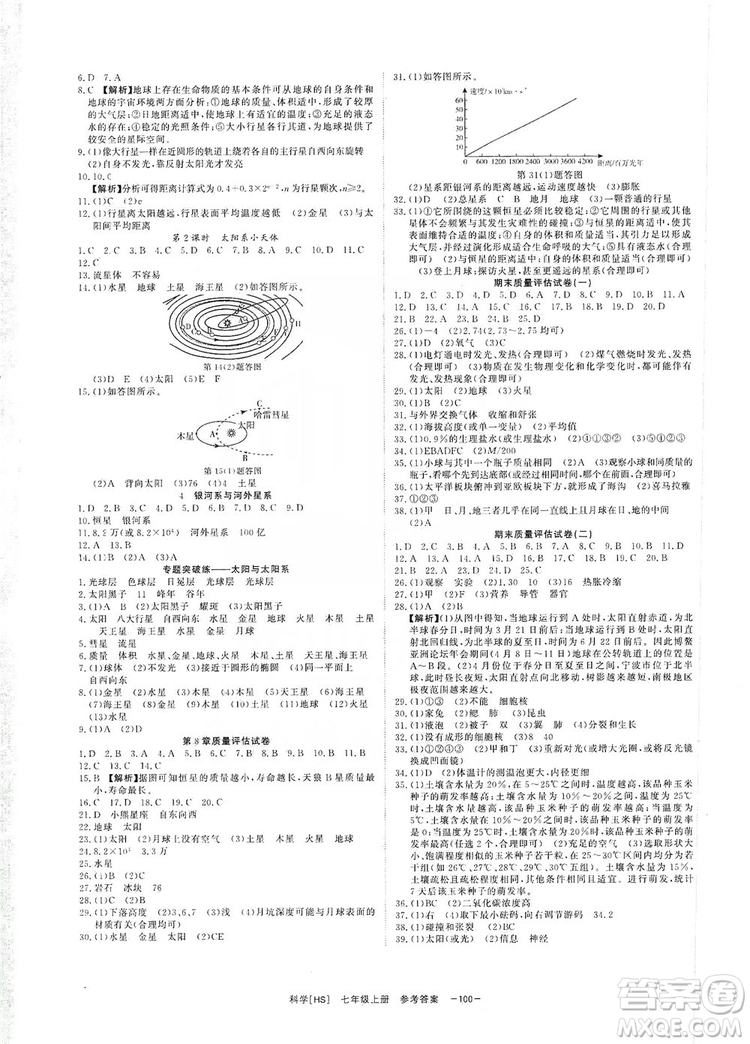 光明日報出版社2019全效學(xué)習(xí)課時提優(yōu)7年級科學(xué)上冊華師B版答案