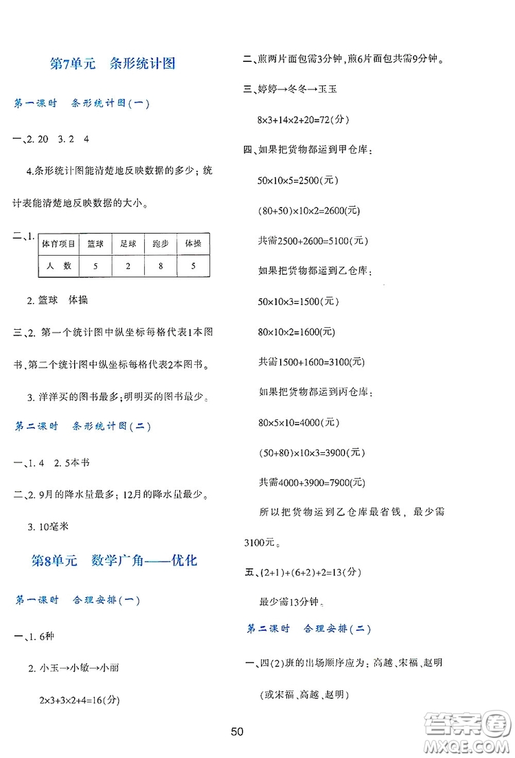 陜西人民教育出版社2019新課程學(xué)習(xí)與評價四年級數(shù)學(xué)上冊A版答案