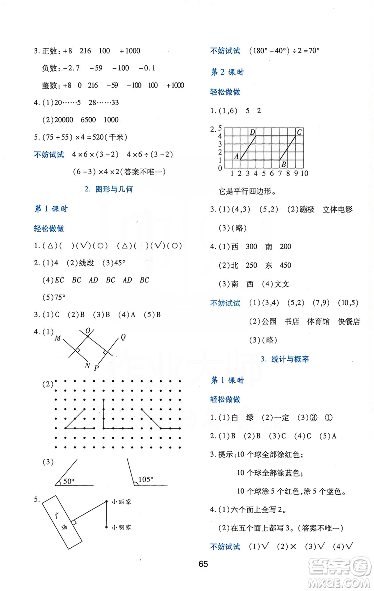 陜西人民教育出版社2019新課程學(xué)習(xí)與評(píng)價(jià)四年級(jí)數(shù)學(xué)上冊(cè)C版答案