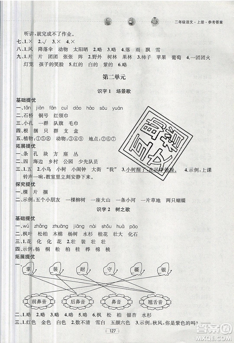 南京大學(xué)出版社金鑰匙2019提優(yōu)訓(xùn)練課課練二年級(jí)上冊(cè)語(yǔ)文參考答案