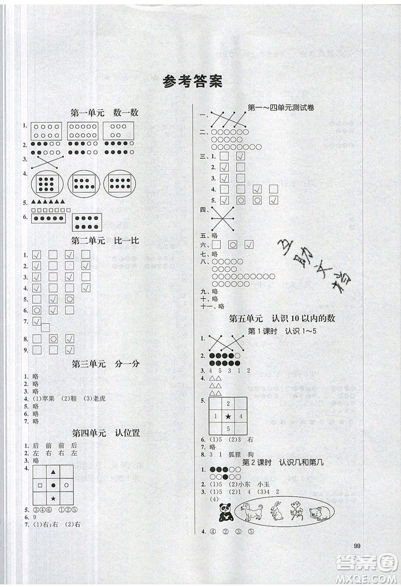 2019秋金3練課堂作業(yè)實(shí)驗(yàn)提高訓(xùn)練語(yǔ)文一年級(jí)上冊(cè)新課標(biāo)RJ版參考答案