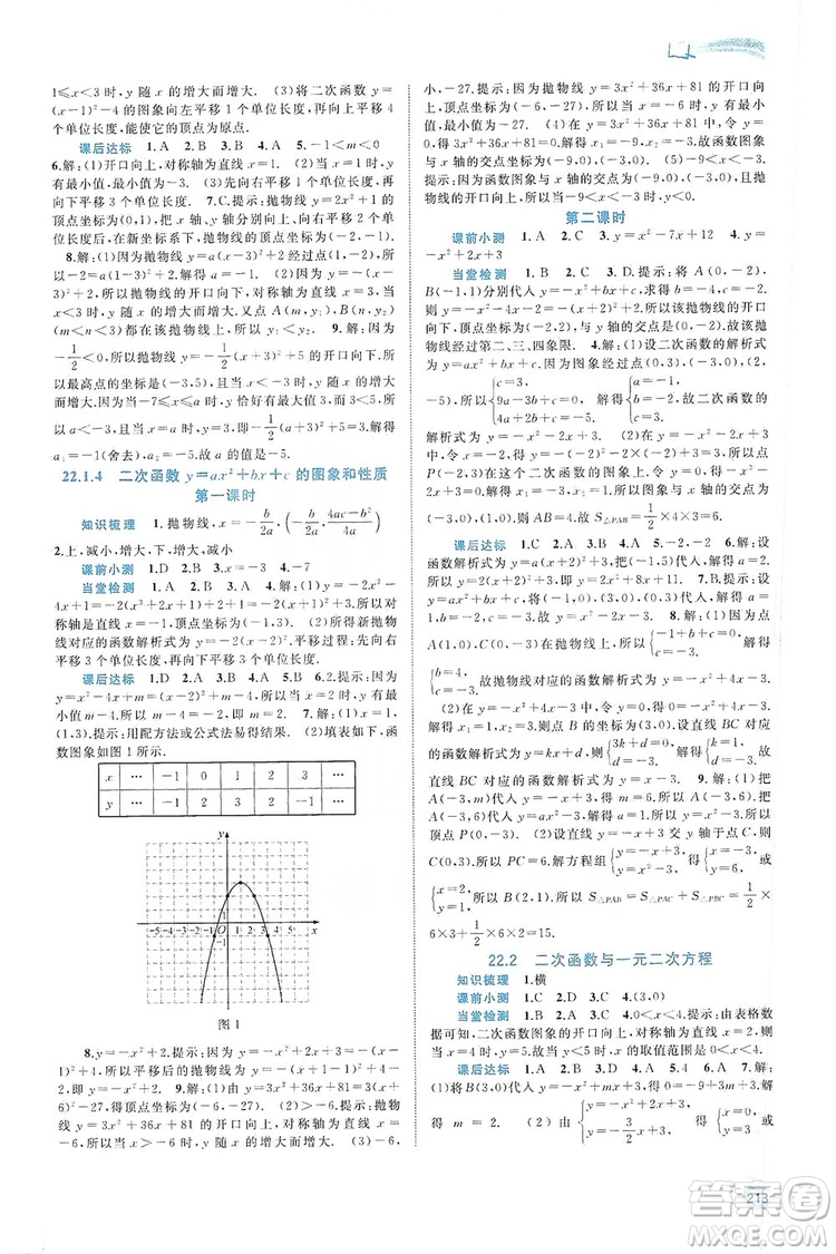 2019新課程學習與測評同步學習數(shù)學九年級全一冊人教版答案