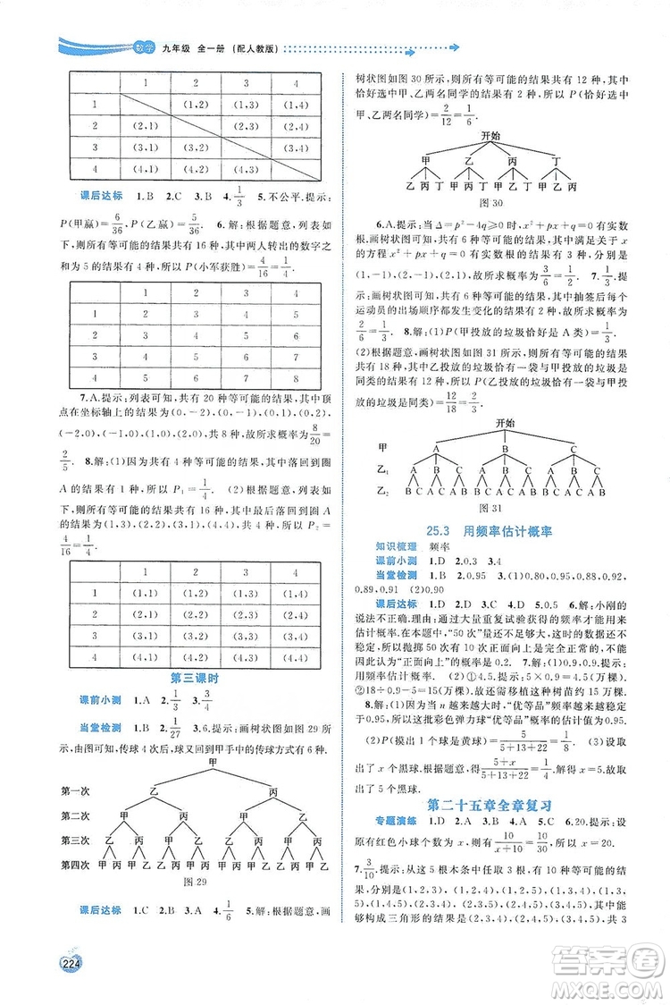 2019新課程學習與測評同步學習數(shù)學九年級全一冊人教版答案