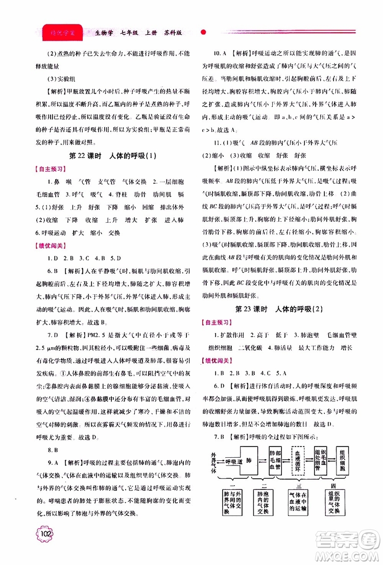 公告目錄教輔2019年績優(yōu)學案生物學七年級上冊蘇科版參考答案