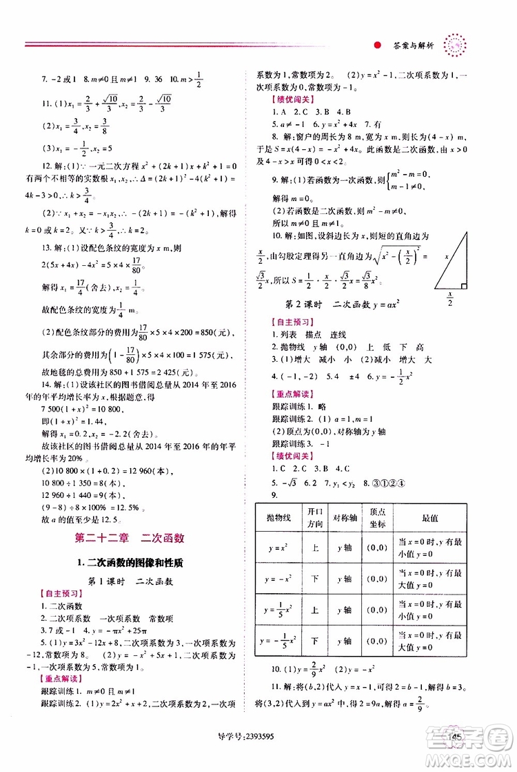 公告目錄教輔2019年績(jī)優(yōu)學(xué)案九年級(jí)上冊(cè)數(shù)學(xué)人教版答案