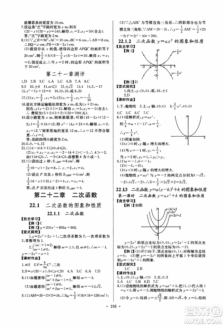 2019新版長江全能學案同步練習冊數(shù)學九年級全一冊人教版參考答案