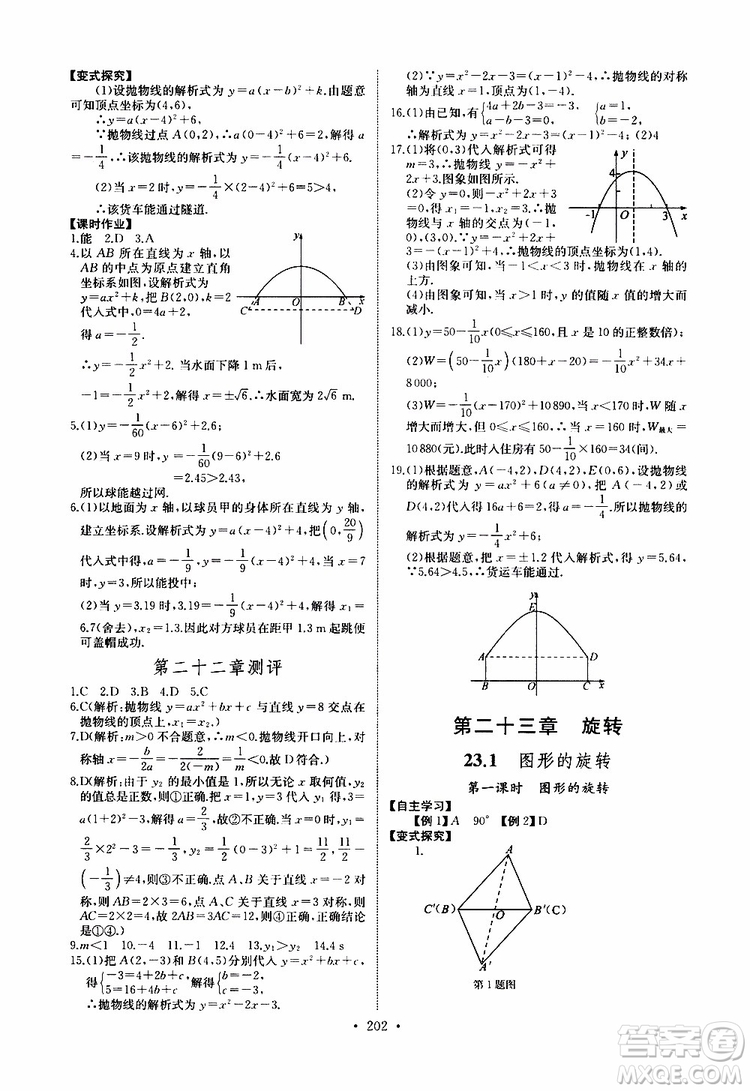 2019新版長江全能學案同步練習冊數(shù)學九年級全一冊人教版參考答案