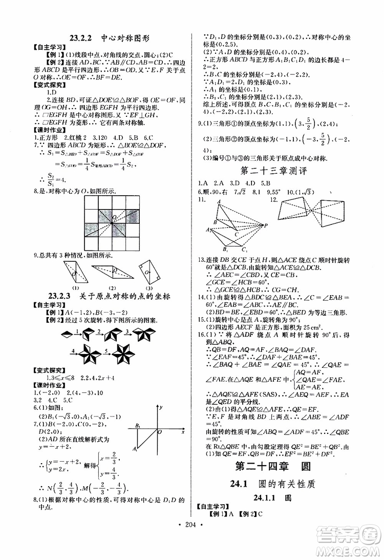 2019新版長江全能學案同步練習冊數(shù)學九年級全一冊人教版參考答案