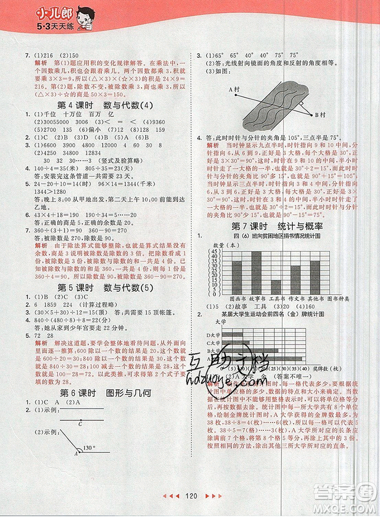 2019年53天天練小學(xué)數(shù)學(xué)四年級(jí)上冊(cè)青島版參考答案