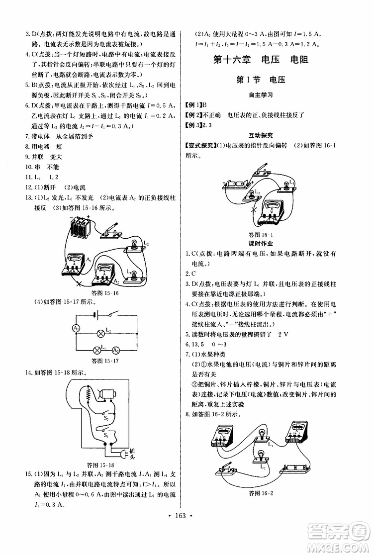 2019新版長江全能學案同步練習冊物理九年級全一冊人教版參考答案