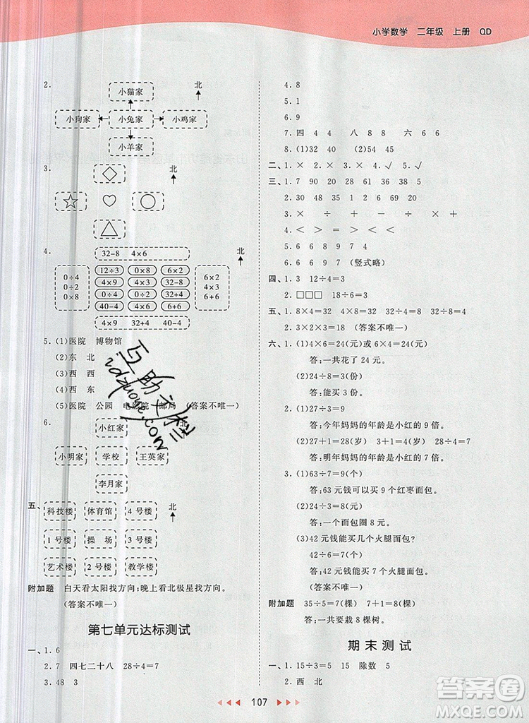 2019年53天天練小學(xué)數(shù)學(xué)二年級上冊青島版參考答案