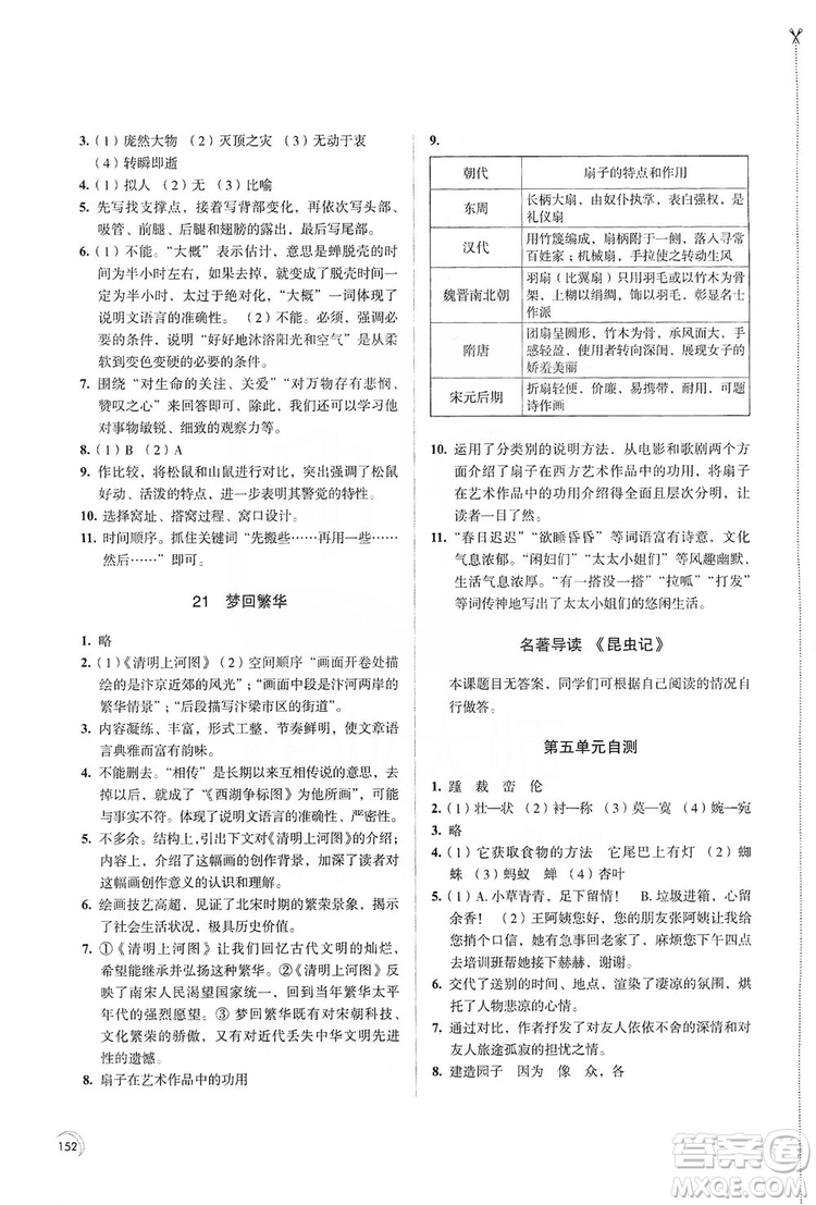 江蘇鳳凰教育出版社2019學(xué)習(xí)與評(píng)價(jià)8年級(jí)語(yǔ)文上冊(cè)人教版答案