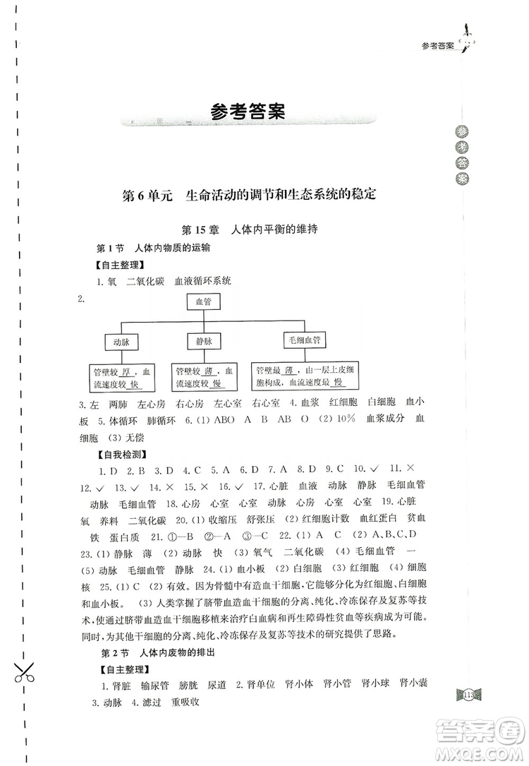 江蘇鳳凰教育出版社2019學(xué)習(xí)與評價八年級生物上冊蘇教版答案