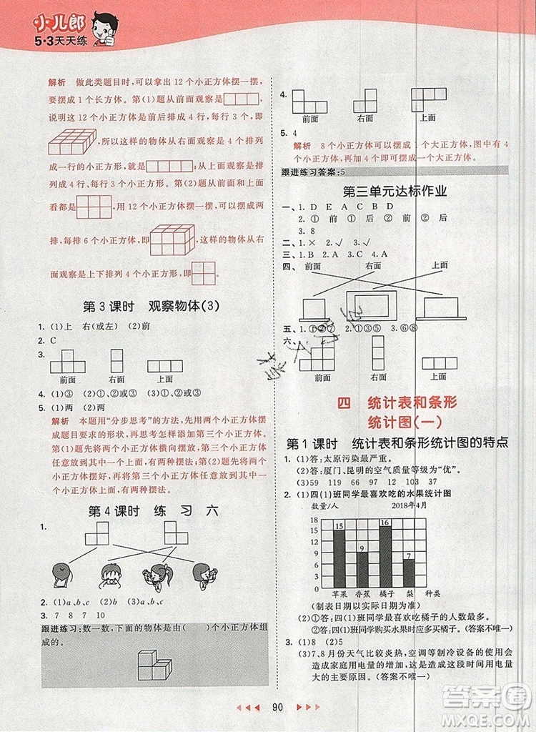 2019年53天天練小學數(shù)學四年級上冊蘇教版參考答案