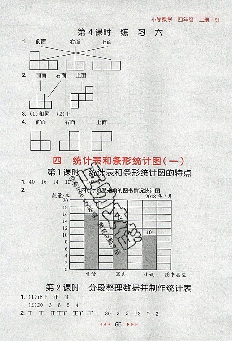 2019年53隨堂測小學(xué)數(shù)學(xué)四年級上冊蘇教版參考答案