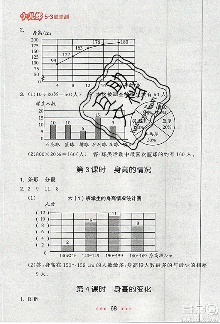  2019年53隨堂測(cè)小學(xué)數(shù)學(xué)六年級(jí)上冊(cè)北師大版參考答案