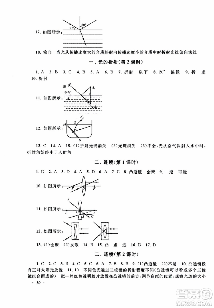 2019年拓展與培優(yōu)物理八年級上冊蘇教版參考答案