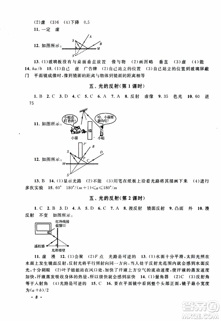 2019年拓展與培優(yōu)物理八年級上冊蘇教版參考答案