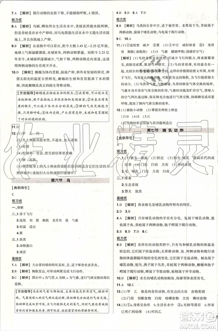 2019年狀元成才路創(chuàng)優(yōu)作業(yè)生物八年級上冊R人教版參考答案